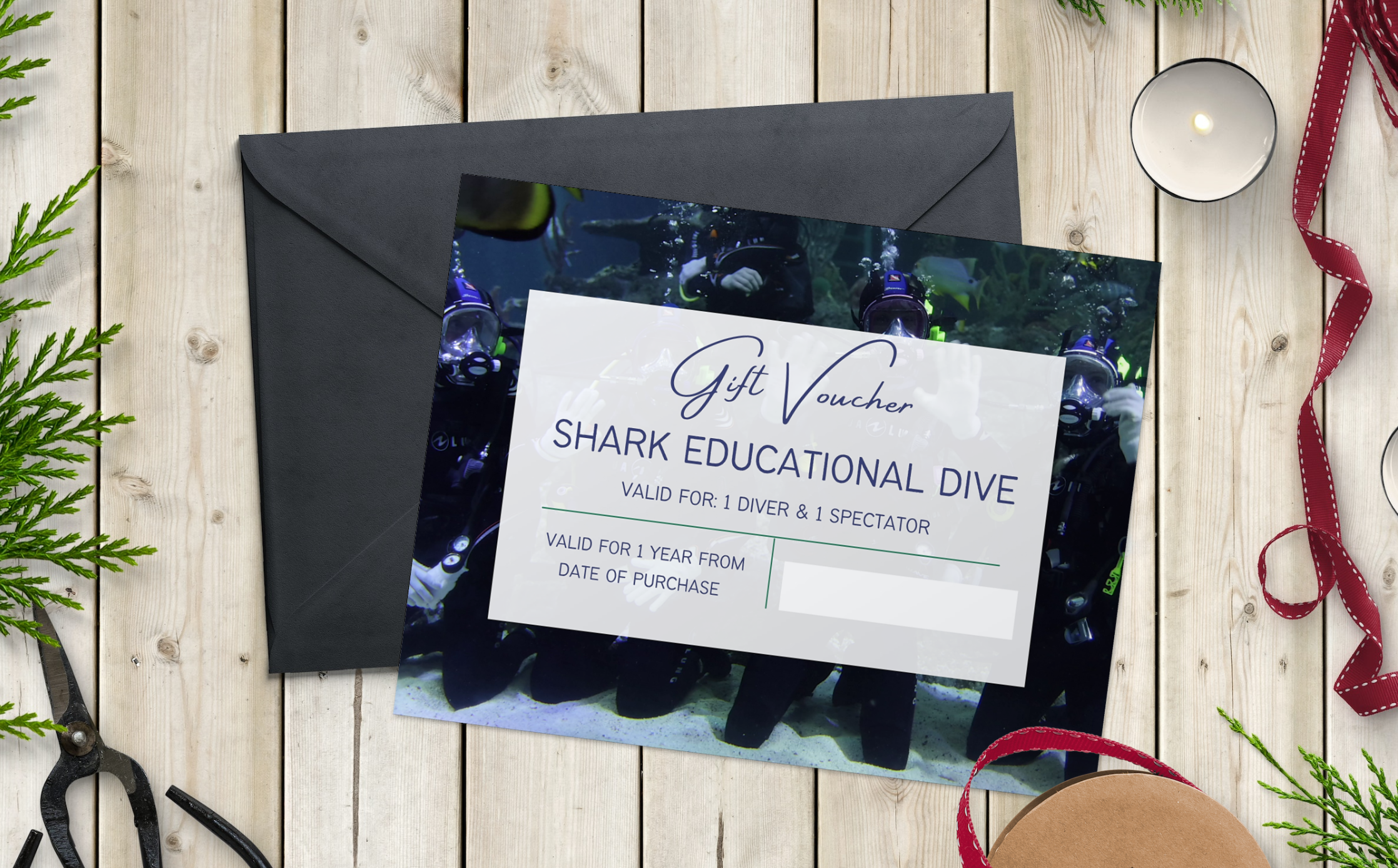 A digital voucher for a Shark Educational Dive experience